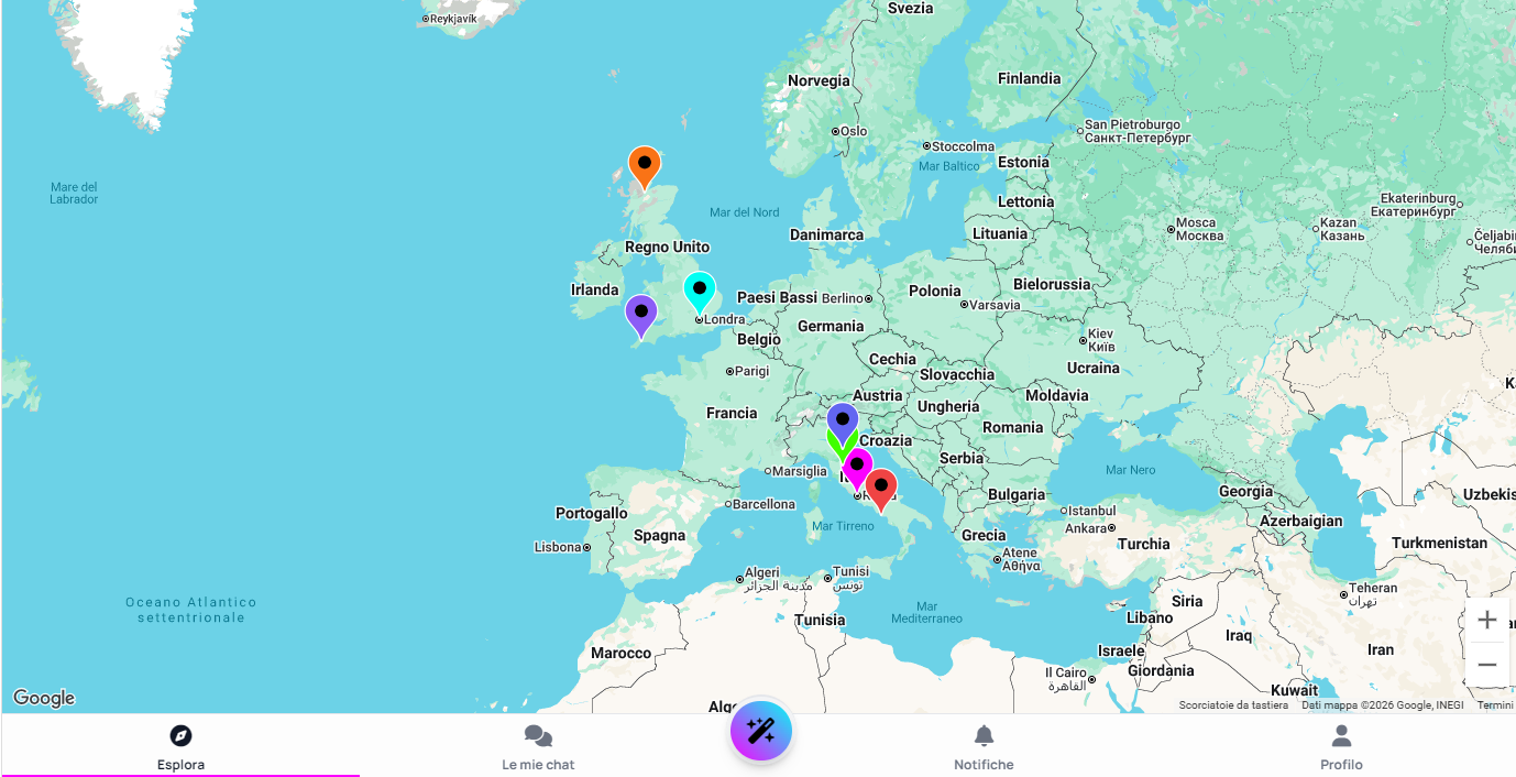 Mappa con gli itinerari pubblicati dalla community